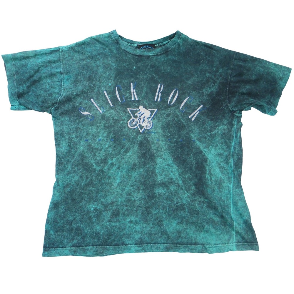 Yesterdays Slick Rock‎ Moab Utah Acid Wash Graphic Tee Teal Mens Large